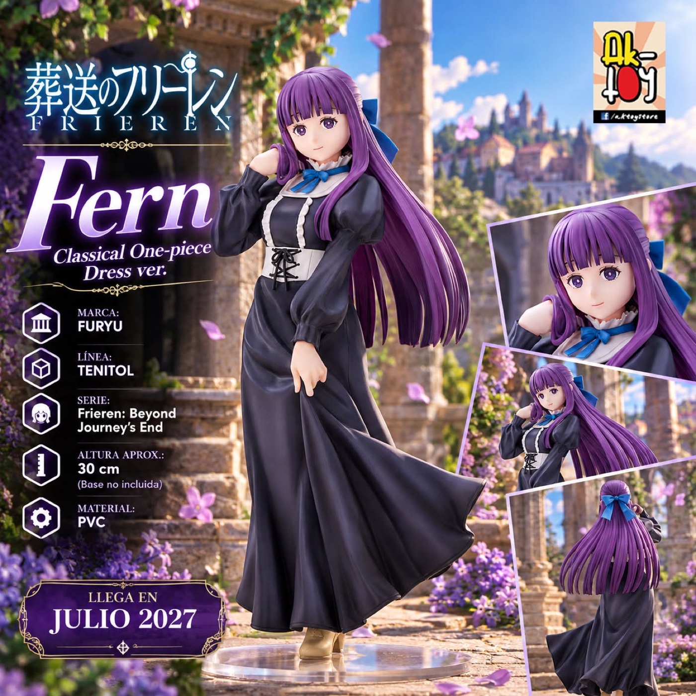 Figura Fern de Frieren en vestido clásico
